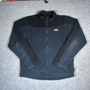 Helly Hansen Fleece Jacket Mens L Black Polartec Full Zip Mock Neck Hiking